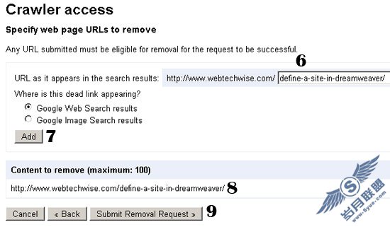 Removing URLs from Google's search results