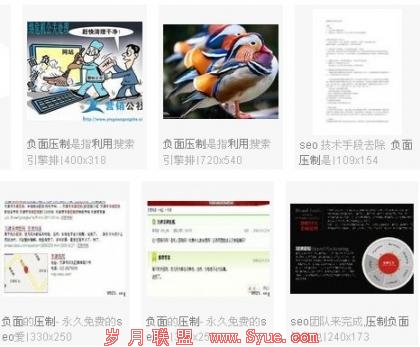 百度SEO压制负面信息部分图片搜索结果截图